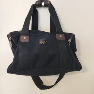Eddie Bauer Black Canvas Duffle Bag- Leather Accents